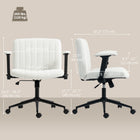 HOMCOM Criss Cross Wide Office Chair with Arms and Wheels - Cream White-360° swivel and silent PU casters ensure smooth, floor-friendly mobility