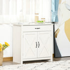 HOMCOM Farmhouse 31.5" L Sideboard Buffet Cabinet with Storage - White-Comes with an enclosed cabinet and a drawer for different storage needs