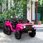 Qaba 12V 7A Kids Electric RC Car w/ 4WD/2WD Switch - Pink-Shock-absorbing suspension and soft start brings a smooth ride on varied flat terrains 