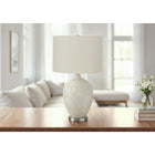 Monarch Specialties 28" H Contemporary Table Lamp - Cream Ceramic / Ivory / Cream Shade-This accent lamp is topped with a chic ivory linen drum shade with a round silver finial for an understated stylish look, perfect in a living room, bedroom, or home office