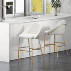 Manhattan Comfort Gracie 22" Modern Leatherette Upholstered Barstool - White and Gold - 2 Pack-Frame and Legs Features Choice of Fully Welded Black Steel or Gold Stainless Steel