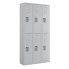 Ceha RH Series 2-Tier Locker with Louver Vents and Recessed handle - Bank of 3 - Light Grey-Durable, commercial-grade steel construction with powder-coated finish