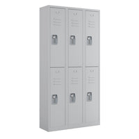 Ceha RH Series 2-Tier Locker with Louver Vents and Recessed handle - Bank of 3 - Light Grey-Durable, commercial-grade steel construction with powder-coated finish