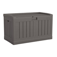 Suncast Medium Deck Box with Seat - 50 Gal. - Stoney-All weather resin construction provides water resistance and UV protection.