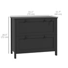 HOMCOM Lateral File Cabinet with Lock - Black-Melamine-coated particleboard for durability and easy cleaning
