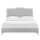Modway Amber Tufted Performance Velvet Twin Platform Bed - Light Grey-Assembly Required