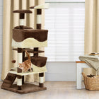 PawHut 53" Large Condo Cat Tree Tower - Brown-Made of solid particle board 