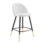 Modway Cordial Performance Velvet Counter Stools - White - Set of 2-Non-Marking Foot Caps
