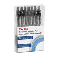 Staples Ballpoint Pens – 1.0mm – Black – 14 Pack-Retractable ballpoint pens