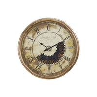 Monarch Specialties Clocks 30" Round Oversized Wall Clock - Antique Gold -A trendy and stylish 30" round wall clock with a unique, semi-exposed, moving gear mechanism for a vintage touch, perfect in transitional home decors