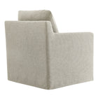 Modway Serene Fabric Slipcovered Swivel Armchair - Linen-Non-Marking Floor Glides