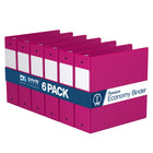 Davis Group Premium Economy Binder - Round Ring - 3" - Pink - 6 Pack-3 Ring Binder