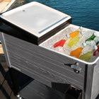 Permasteel 80 Quart Furniture Style Patio Cooler - Grey-Powder Coated Steel Construction