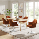 Modway Lippa Swivel Dining Performance Velvet Armchair - White Rust-Slightly Reclined Back