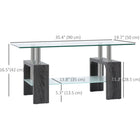 HOMCOM Rectangle Glass Coffee Table with Glass Top - Grey-Tempered glass surface makes it easy to clean. However, it is not easy to crack