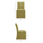 Modway Aster Linen Cotton Blend Slipcovered Dining Chairs - Artichoke Windowpane Check - 2 Pack-Slipcovered Parsons Design