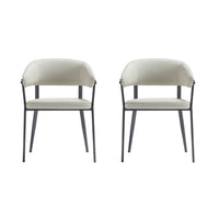Manhattan Comfort Belle 22.4" Modern Textured Leatherette Upholstered Dining Chair - Oatmeal - Set of 2-Modern Dining Chair for Dining Room and Task Use. Set of 2