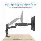 ShoppingAll Adjustable Single Gas Spring Monitor Desk Mount - Black-This Fully adjustable desk mount can be fixed by a C-clamp or grommet installation on any working surface