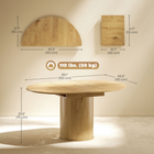 HOMCOM 43.5"-59" Convertible Round to Oval Farmhouse Extendable Table for 6-8 - Natural Wood Finish-Reliable MDF with wide pedestal base provides stability and support 