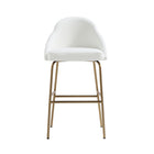 Manhattan Comfort Gracie 22" Modern Leatherette Upholstered Barstool - White and Gold-Modern Barstool with Backseat Perfect for Bar and Kitchen Use