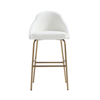 Manhattan Comfort Gracie 22" Modern Leatherette Upholstered Barstool - White and Gold-Modern Barstool with Backseat Perfect for Bar and Kitchen Use