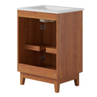 Modway Miles 24" Bathroom Vanity - White/Walnut-Tapered Rubberwood Legs