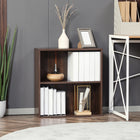 HOMCOM Wood Small Bookshelf 2 Tier Storage Rack - Walnut-2 Tier storage shelf can be used as a bookshelf or cupboard cabinet 