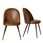 Homy Casa Upholstered Guest Chairs - Suede Brown Fabric - 2 Pack-Soft upholstered seat with breathable, skin-friendly fabric for lasting comfort.