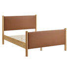 Modway Maven Full Size Vegan Leather Upholstered Platform Bed - Tan Oak-Wooden Bed Frame