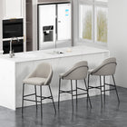 Manhattan Comfort Gracie 22" Modern Leatherette Upholstered Barstool - Stone and Black - 3 Pack-Frame and Legs Features Choice of Fully Welded Black Steel or Gold Stainless Steel