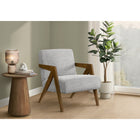 Monarch Specialties Upholstered 30"H Modern Mid-Century Accent Chair With Walnut Solid Wood Legs - Light Grey Fabric-Built with a solid engineered wood frame and supported by solid wood legs, this armchair offers sturdy construction and reliable durability for everyday use.