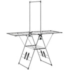 HOMCOM Foldable Stainless Steel Laundry Rack for Drying Clothes - Silver-Features multiple zones with lots of space, keeping all your family's laundry organised 