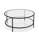 Hudson&Canal Sivil 36"W Round Coffee Table with Glass Top - Blackened Bronze-A modern contemporary design for your living room, den, and more