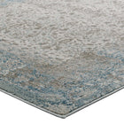 Modway Dilys Distressed Vintage Floral Lattice Area Rug - 8 ft W x 10 ft L - Teal Brown/Beige-High Density / Machine-Woven