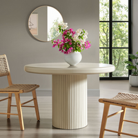 Modway Belmonte 45" Painted Wood Round Pedestal Dining Table - Putty-Rounded Bullnose Tabletop Edge