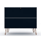 Manhattan Comfort Rockefeller 35.24" Mid-Century Modern 3-Drawer Dresser 2-Piece Set - Tatiana Midnight Blue-Home Assembly Required. All Hardware Included