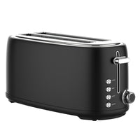 JS Gourmet Retro Collection 4-Slice Long Slot Toaster - Black-4-slice capacity