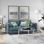 Hudson&Canal Simone 2-Light Floor Lamp with Fabric Shade - Cool Grey/Polished Nickel/White-Paired with a white drum fabric shade