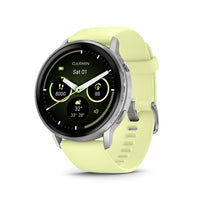 Garmin Venu 4 Smartwatch - 45 mm - Silver with Citron Silicone band-24/7 health monitoring: Make improvements toward a healthier lifestyle with extensive health monitoring features, such as Body Battery  energy monitoring, stress, Pulse Ox and women’s health tracking — including past ovulation estimates — and more