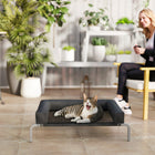 PawHut Elevated Portable Dog Cot with Breathable Mesh - Black-U-shaped pillow is easily washable 