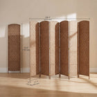 HOMCOM 6 Panels Hand-Woven Freestanding Room Divider for Home Office - Natural-Connected with dual directional hinges so this room divider can be adjusted to any angle
