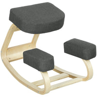 HOMCOM Ergonomic Wood Kneeling Chair with Thick Pads for Improved Posture - Dark Grey-Develop a good posture, prevent hunchback or myopia