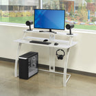 DESIGNlab By OSP Code30 Battlestation Gaming Desk - White-Perforated steel leg with RGB LED glow