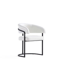 Manhattan Comfort Augusta 23.6" Modern Leatherette Upholstered Dining Chair - White-Modern Dining Chair with Backrest for Dining Room and Home Office Use