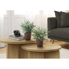 Monarch Specialties 13" Artificial Indoor Eucalyptus Grass - Table - Brown Pots - Set of 2-Conveniently set in 5" cement brown pots, these decorative faux plants have adjustable variegated green leaves that can be arranged for a full, natural look