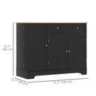 HOMCOM Modern Sideboard Buffet Cabinet with Wood Effect Top & Multi Storage Shelves - Black-Anti-tipping design ensures safety and stability