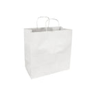Eddie's Recycled Shopper Paper Bag - 13" x 7" x 13" - White - 100 Pack-Our white kraft paper shoppers are 120 gsm