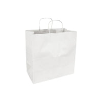 Eddie's Recycled Shopper Paper Bag - 13" x 7" x 13" - White - 100 Pack-Our white kraft paper shoppers are 120 gsm