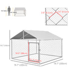 PawHut Covered Dog Kennel for Small and Medium Dogs - 6.6' x 6.6' x 4.9' - Silver-Heavy-duty galvanized steel 