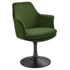 Modway Lippa Swivel Dining Performance Velvet Armchair - Black Moss Green-Stain-Resistant Performance Velvet Upholstery